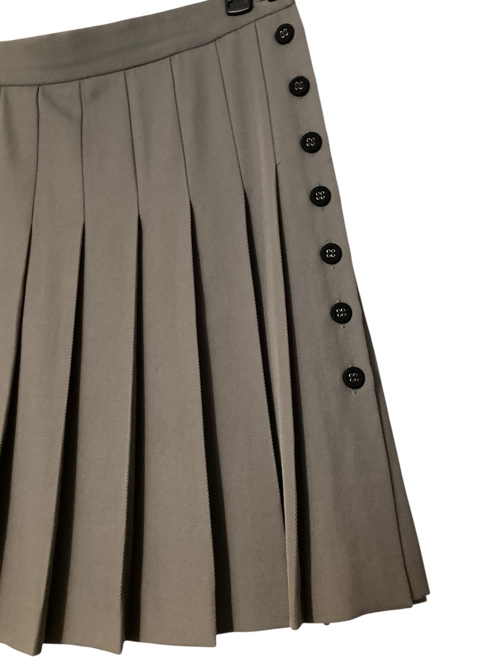 HACHE Pleated Wool Skirt With Side Button Closure